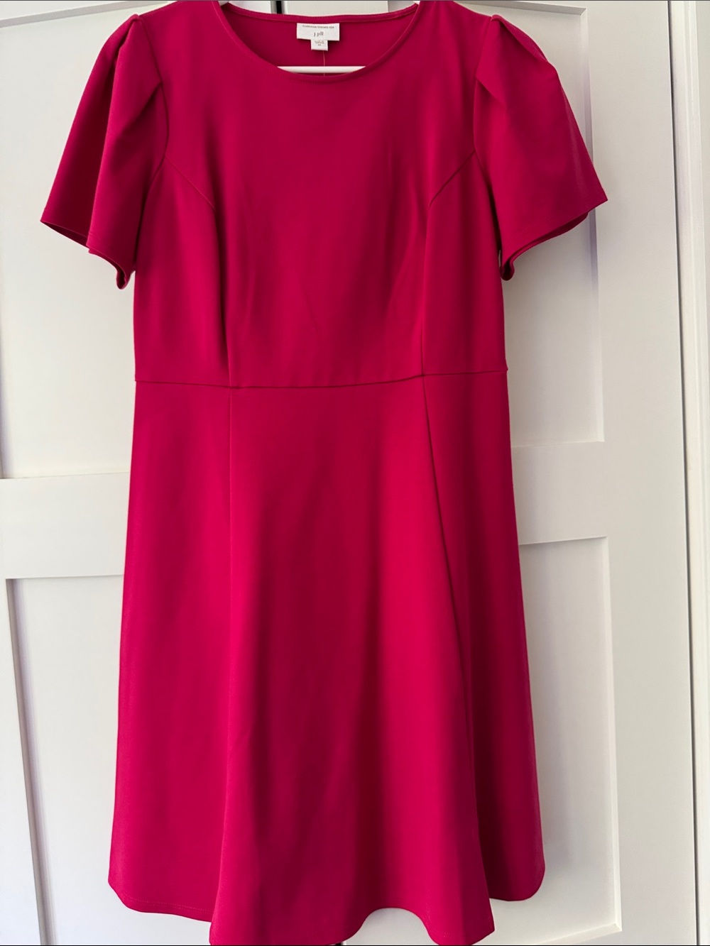 Christian Siriano J Jill Raspberry Short-Sleeve Fit & Flare Midi Dress